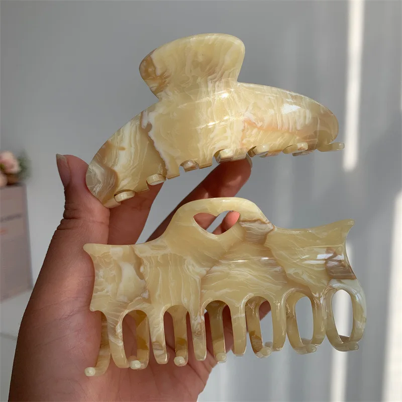 Creative Personality Crystal Brown Color Marble Design Hairpin Hair Clip for Women Girl Cute 2024 NEW Autumn Winter Jewelry