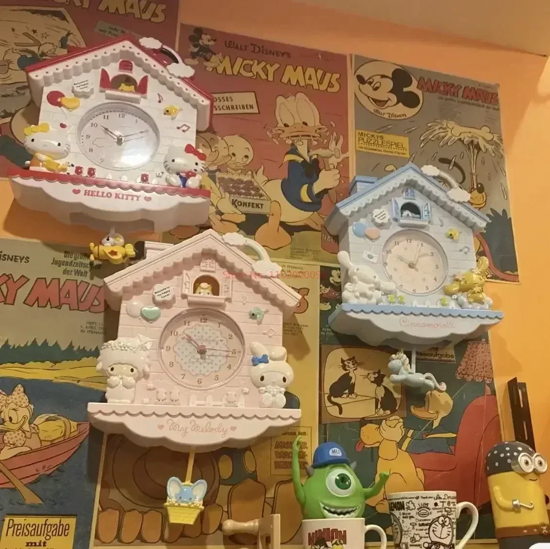 Милые настенные часы Sanrio Cinnamorolls Melodys pompurins подвесные качающиеся декоративные