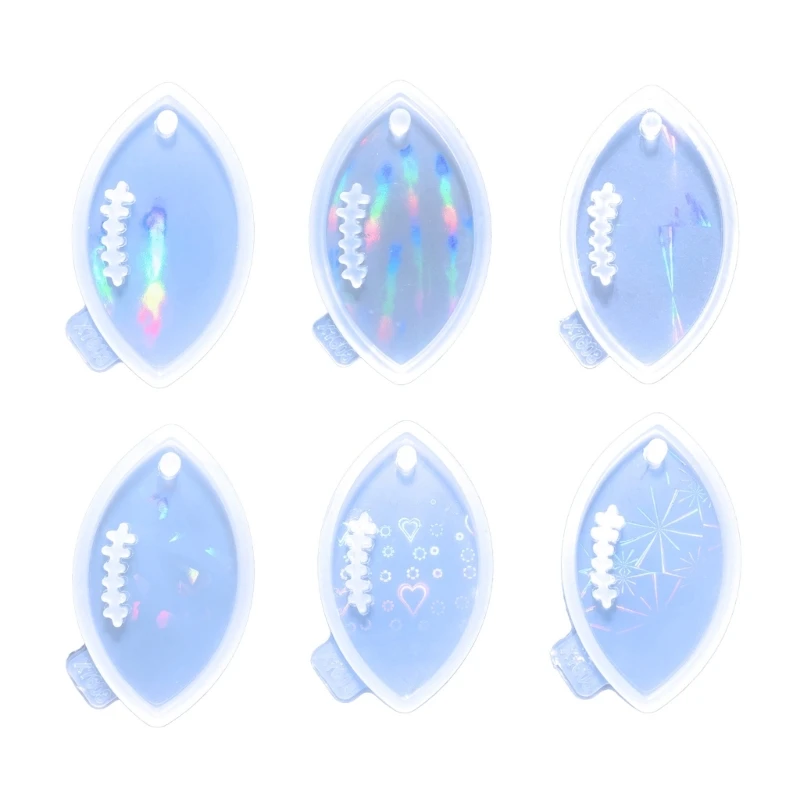 

6 Styles Silicone Light and Shadow Keychain Moulds with Hole Pendant Crafts