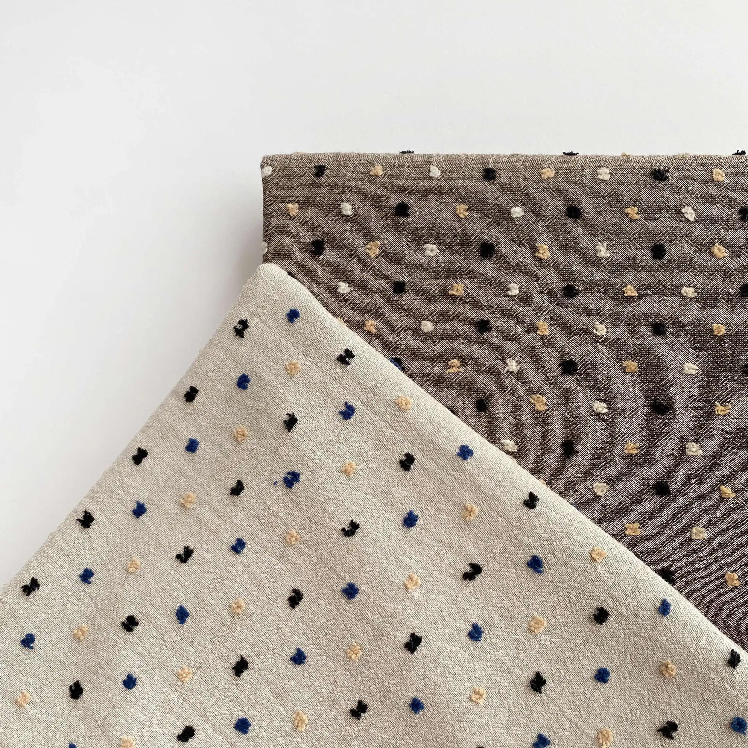 

145cm wide 0.5meters/lot Flax Cotton Fabric Dot Jacquard Fabric Dress/Tshirt/ Sofa Cushion SC550