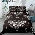 Комплект постельного белья Black Death Moth, готический комплект с пододеяльником и изображением черепа, с бабочкой, комплект из 23 предметов, роскошный дизайн, с Луной и звездами, домашний текстиль