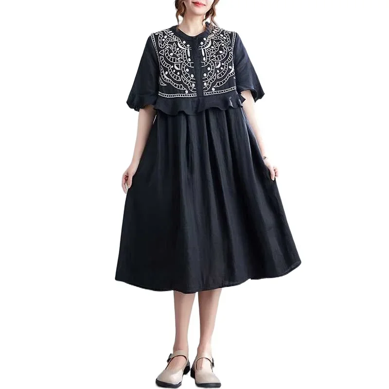 Лето 2023 новое свободное утягивающее винтажное платье трапециевидной формы с