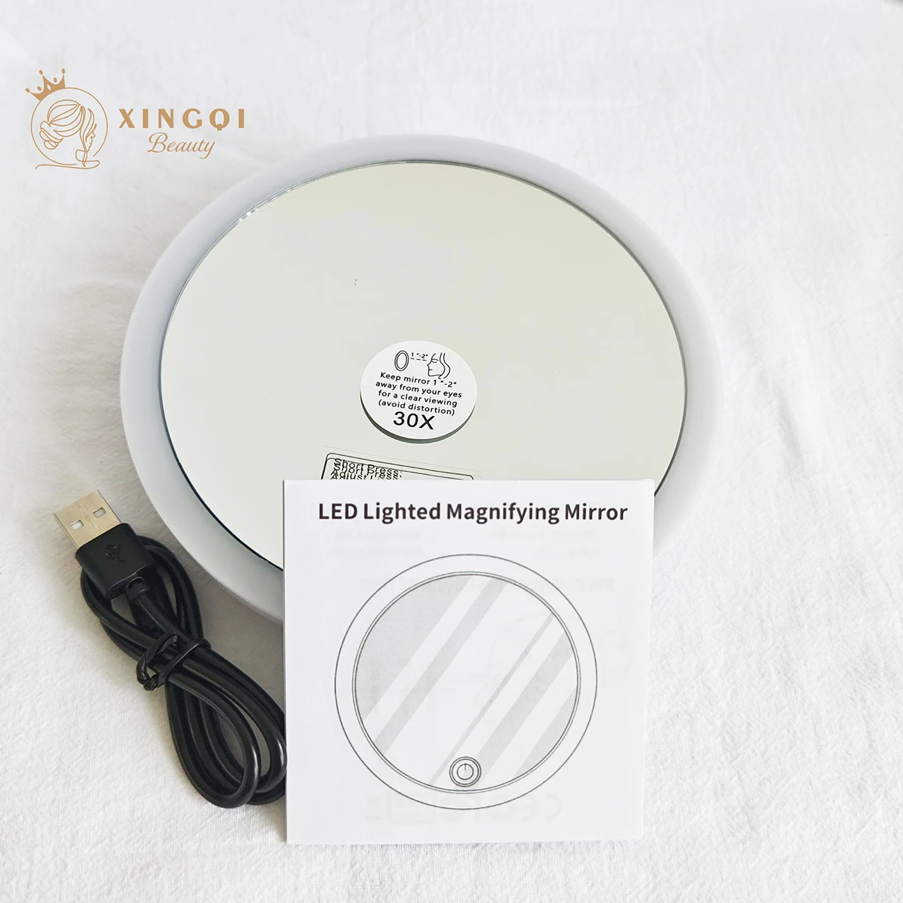 Дорожное зеркало для макияжа со светодиодной лампой маленькое косметическое с