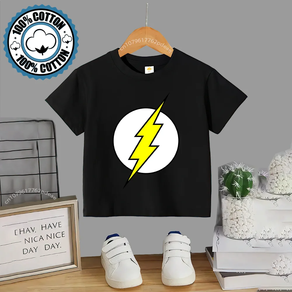 Детский хлопковый джемпер с коротким рукавом принтом