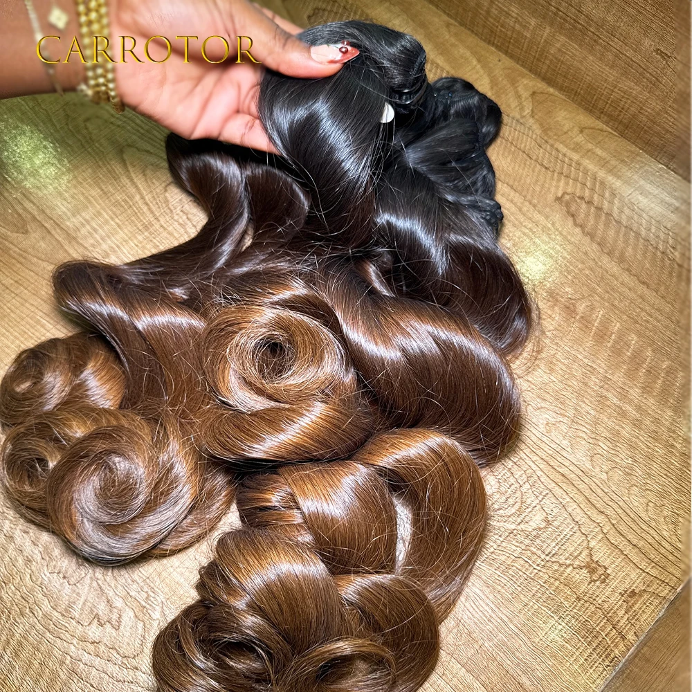 Фото Наборы натуральных волос Ombre 1b/30 коричневого цвета с эффектом Body Wave, 100% необработанные, из натуральных человеческих волос, 3 пучка для наращивания, для женщин №3