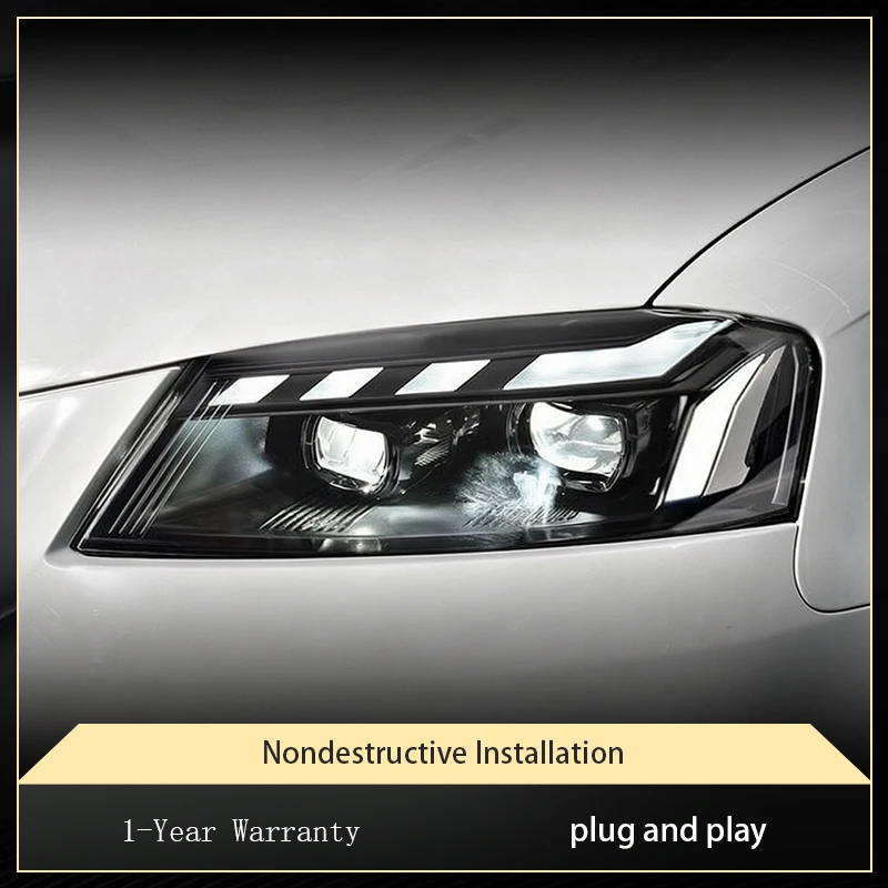 Фото Пара модифицированных автомобильных фар для Audi A3 2008-2012, передние светодиодные фары DRL, аксессуары для установки Plug and Play №2