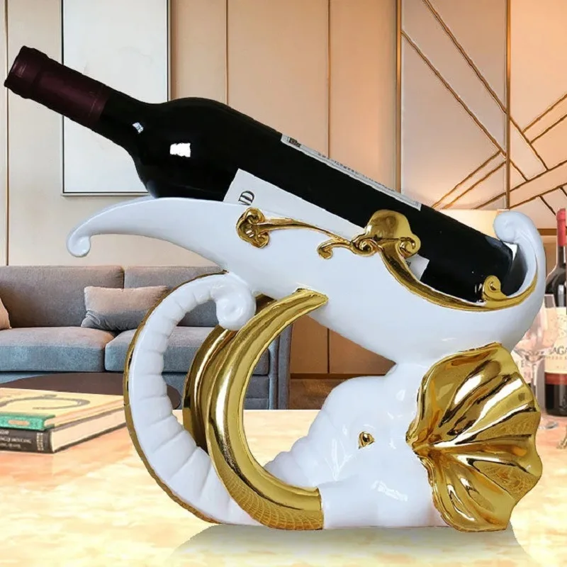

Elephant Red Wine Holder living room luxury wine cabinet decorations High foot wine glass holder household wine bottle rack