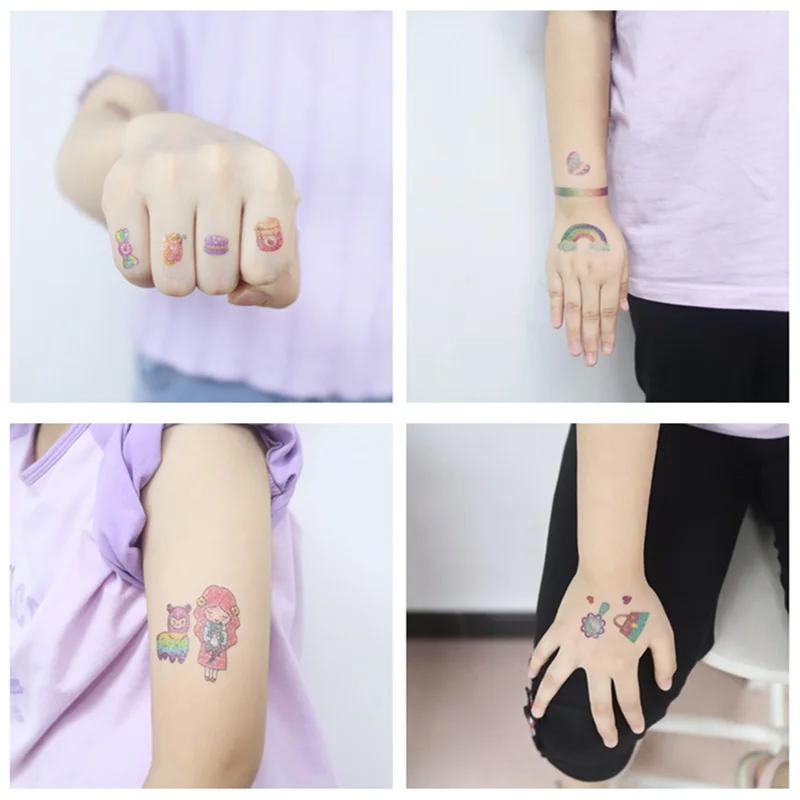 14 видов блестящих бриллиантовых татуировок для детей мультяшный единорог замок