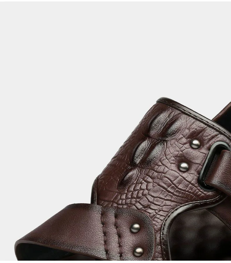 Мужские кожаные шлепанцы в римском стиле