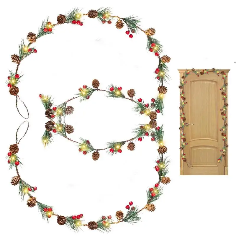 

Рождественская яркая светодиодная гирлянда из искусственной сосны с питанием от USB, 6,56 футов