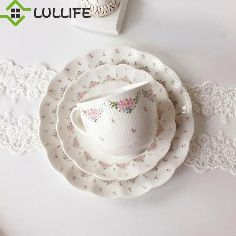 Тарелки из костяного фарфора тарелка с бантом в виде Розы миска для супа чашка