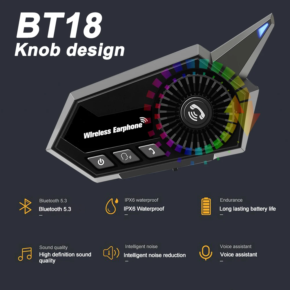 Bluetooth-гарнитура для мотоциклетного шлема с кнопкой вращения и Hi-Fi стереозвуком