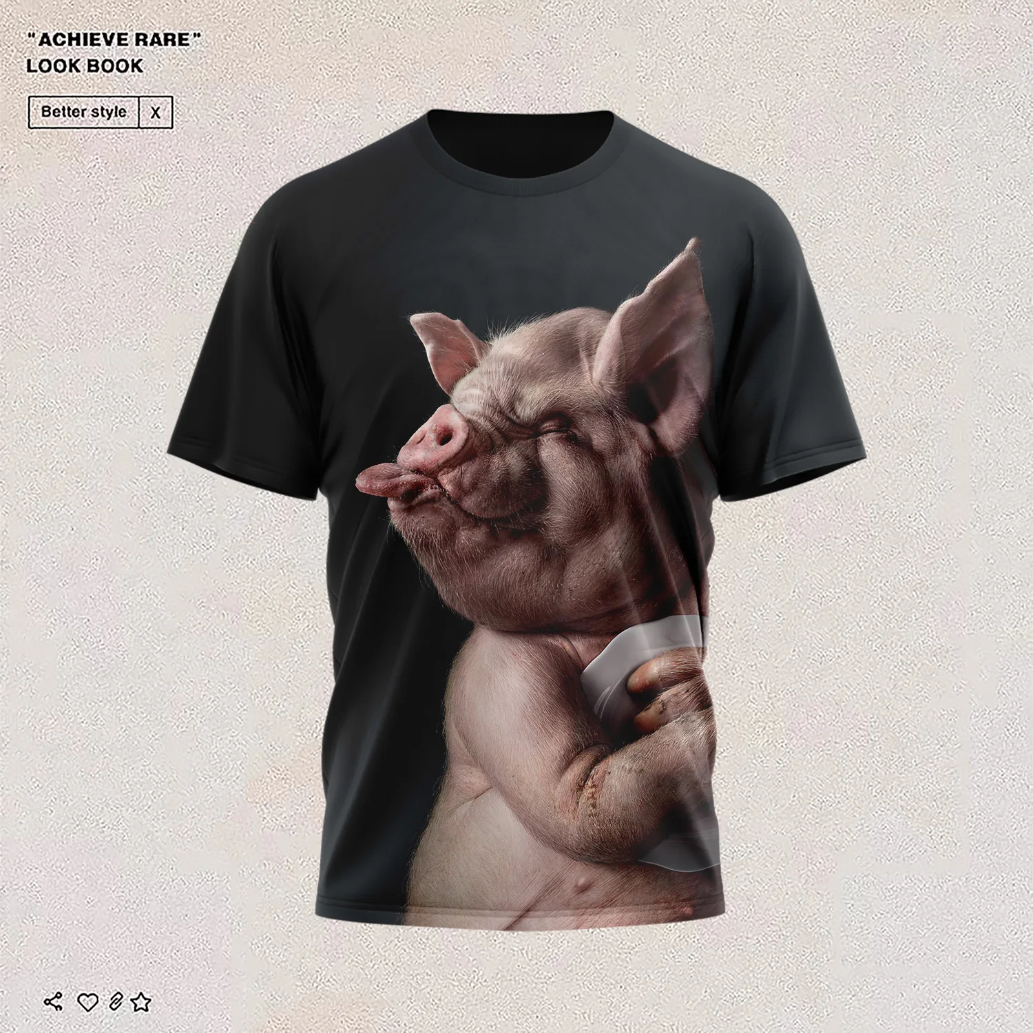

New arrivals in summer popular novelty animals pig and sheep series T-shirt men's women's 3D printing Harajuku style T-shirt