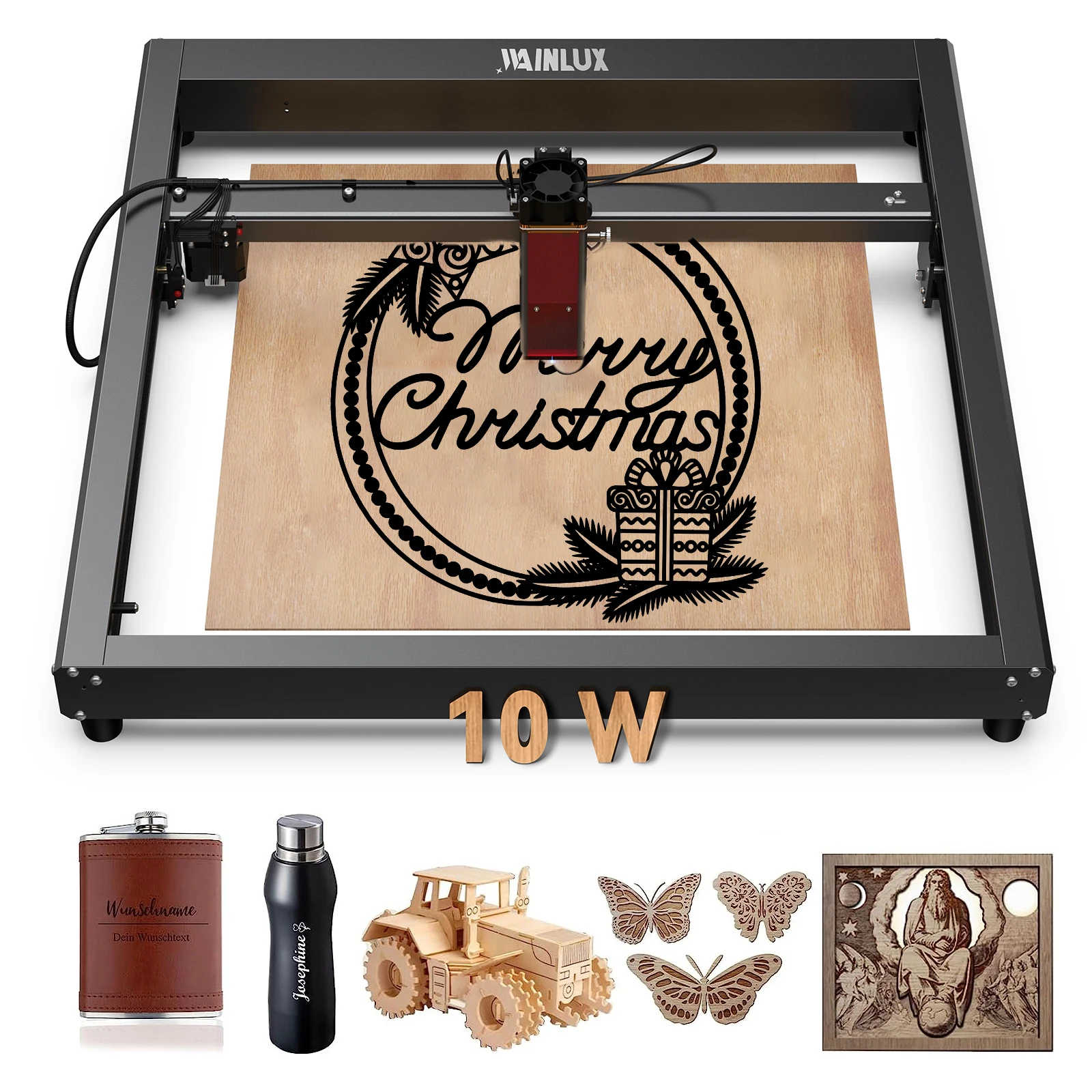

WAINLUX JL7 Laser Engraving Machine Higher Accuracy 10W Laser Output Engraver Area 400*400mm CNC For Metal/Wood/Glass et