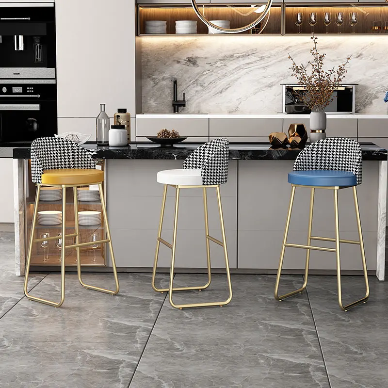 

Скандинавский высокий стул для кухни и отдыха кожаный барный стул 65 см со спинкой INS роскошный дизайн мебель для дома и бара золотые ножки Стул