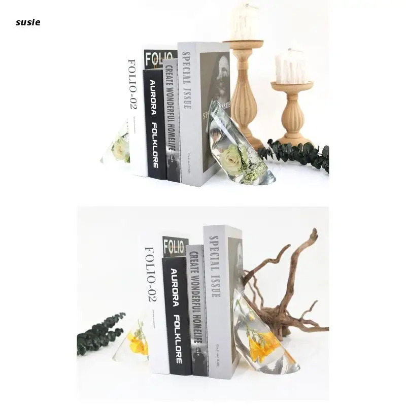 

X7YA Silicone Epoxy Resin Molds Book Stopper Casting Molds for Desktop Organize Decor