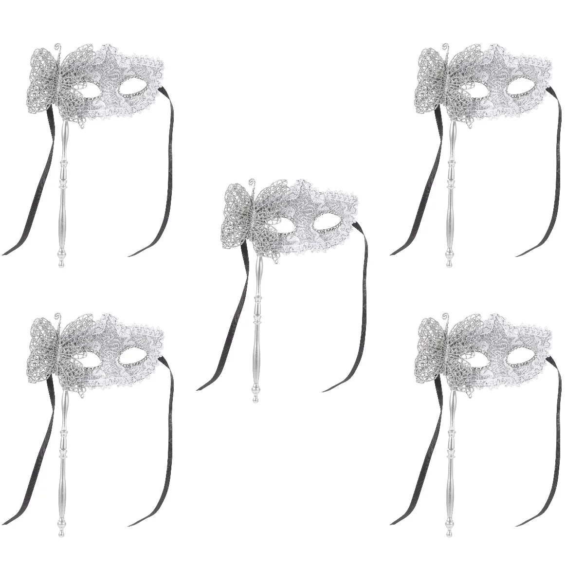 

Hand Mask Masks Masquerade Ball Party Women Womens Silver Handheld Dancing Stick
