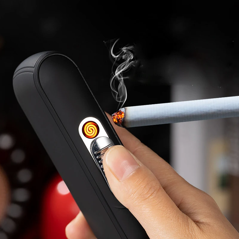 

Novel Multifunctional USB Rechargeable Stylish Lighter Portable Case 10PCS Windproof Cigarette Lighter Gadgets For Men Unusual