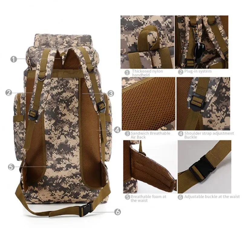 

Tear Resistance Mountaineering Bag Multi Bag Camping Bag Large Capacity Breathable Hiking Package Outdoor Sports Backpack