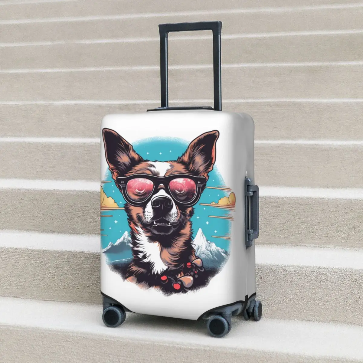 

Dog Suitcase Cover Sky Landscape Useful Business Protector Luggage Supplies Flight