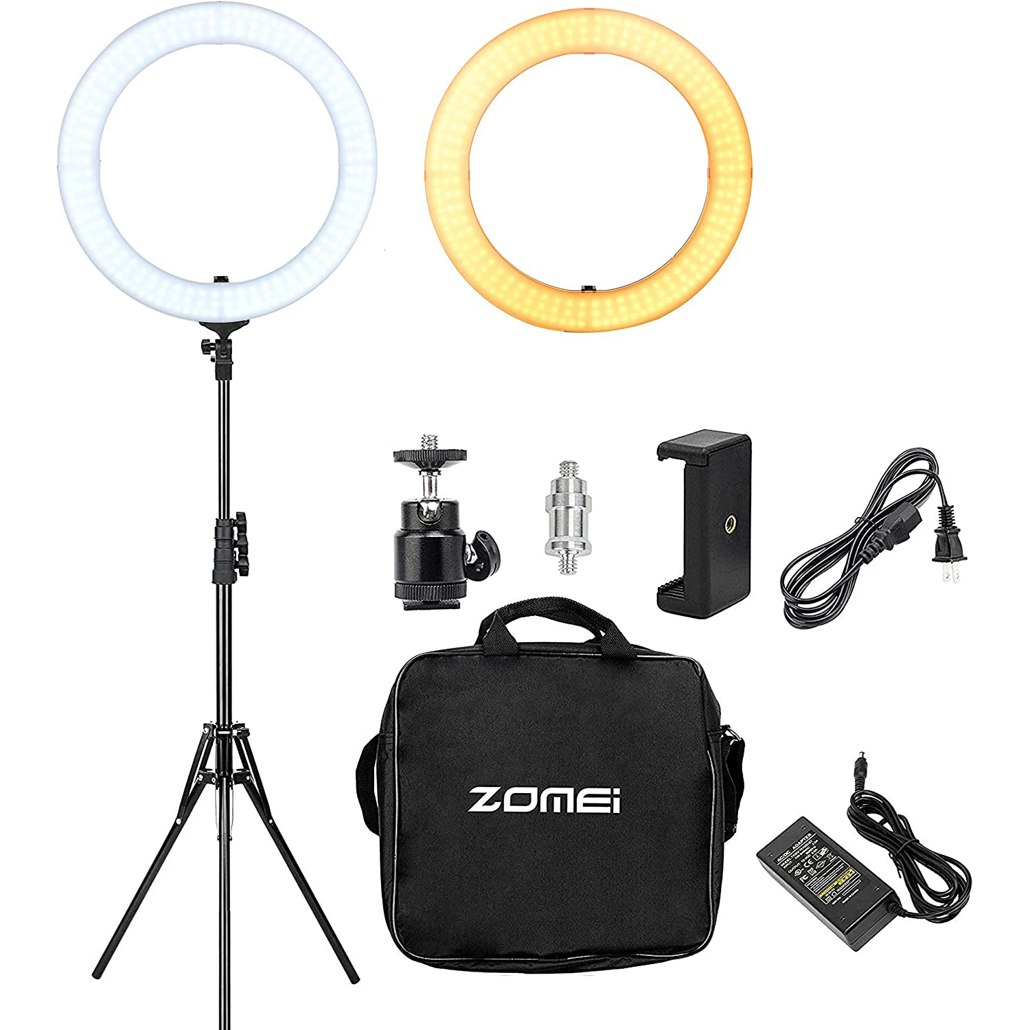 Zomei 18 inch LED Ring Light Dimmable Photographic Lighting Studio Video light 3200-5600K for phone Makeup Live Youtube portrait