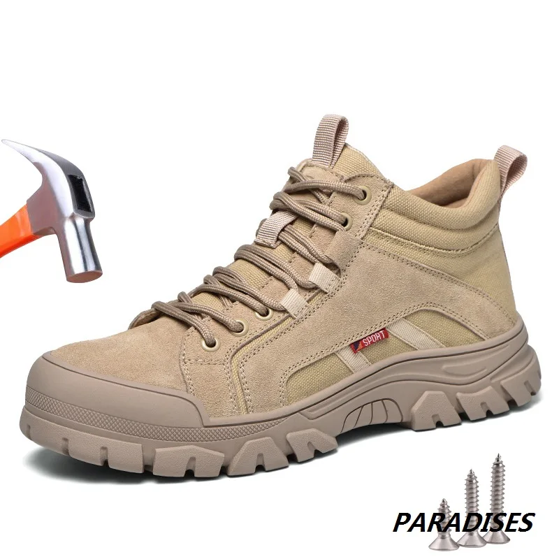 

Work Safety Shoes Men Women Protective Steel Toe Safety Boots Indestructible Breathable Wrap Head Kevlar Work Sneakers