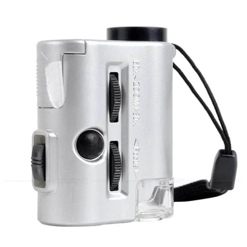 

Карманный мини-микроскоп 30X 60X со светодиодной УФ-лампой, многофункциональное увеличительное стекло для античных ювелирных изделий, лупа