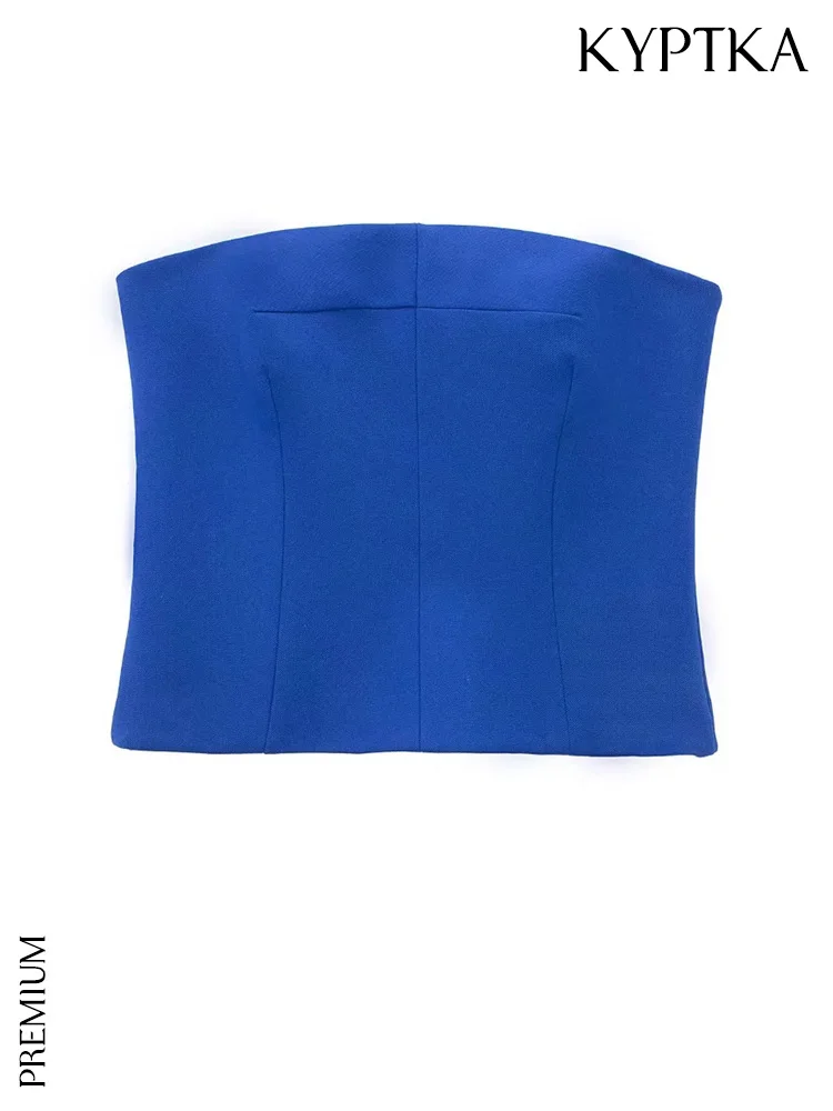 

KYPTKA Women Fashion With Straight Neck Off The Shoulder Tank Tops Vintage Backless Side Zipper Female Camis Mujer