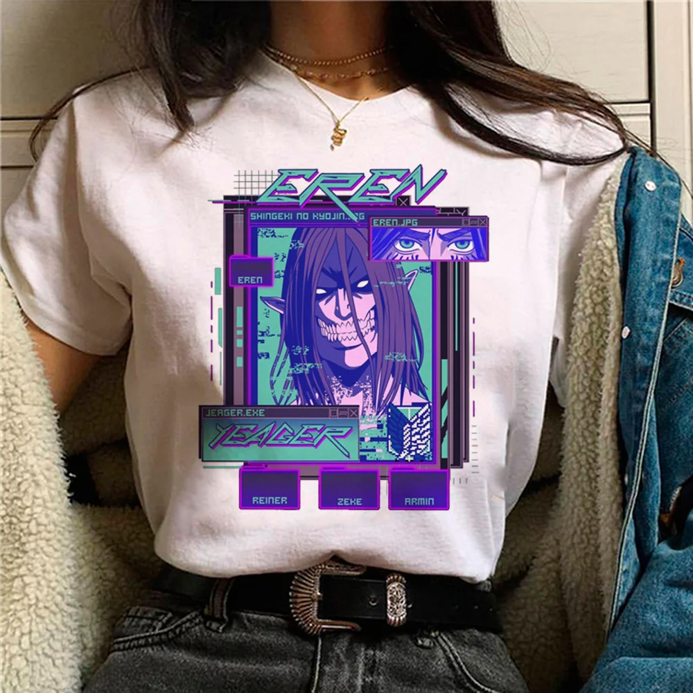 

aot Eren Attack on Titan Shingeki no Kyojin t shirt women Japanese designer t-shirts girl y2k harajuku graphic clothing