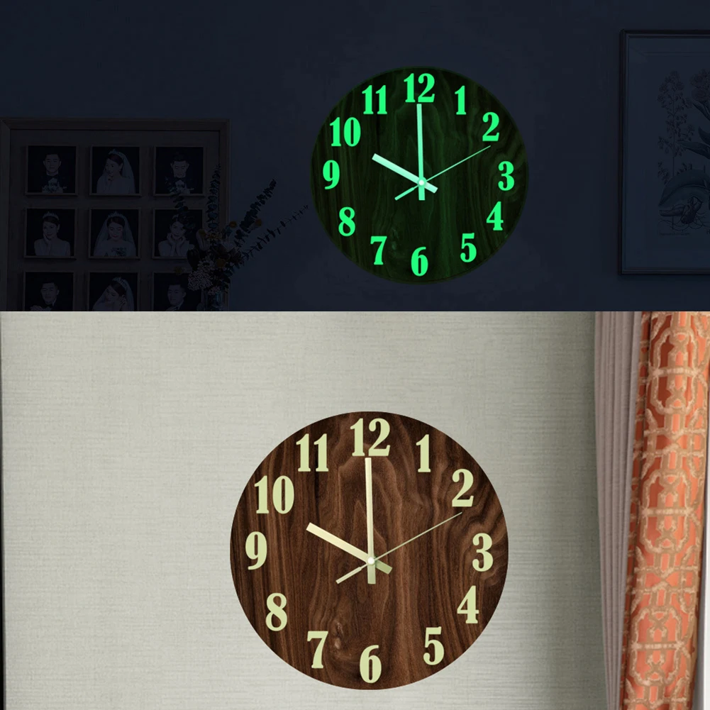

30CM Lmitation Wood Grain Acrylic Wall Clock Waterproof Luminous Hanging Clock Modern Design Home Decoration