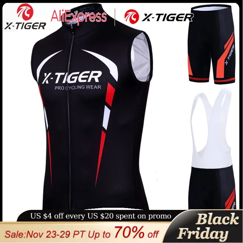 

X-Tiger Pro Sleeveless Cycling Jersey Set Racing Bicycle Cycling kit Summer Mountain Bike Vests Clothing Ropa Maillot Ciclismo