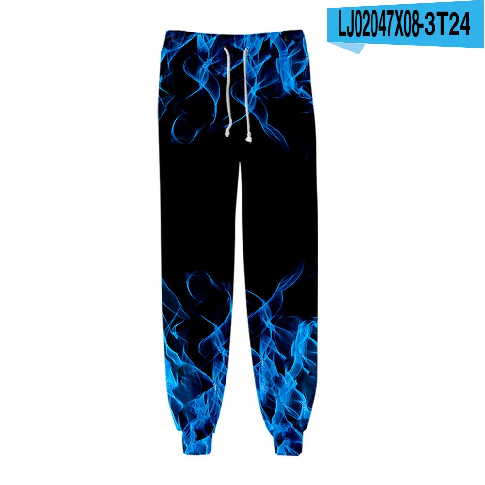 Детские брюки с 3D-принтом в виде цветного пламени уличная одежда для мальчиков и