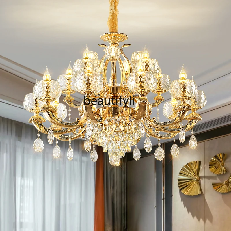 

LBX Crystal Chandelier Dining-Room Lamp Candle Light Zinc Alloy Color Atmosphere Villa Lamps