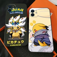 cartoon pikachu phone case for funda iphone 13 11 pro max 12 mini x xr xs max 6 6s 7 8 plus soft coque black etui celular back