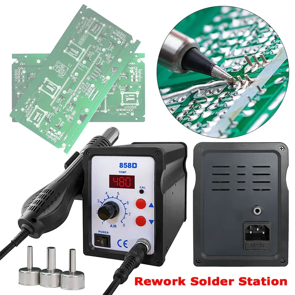 

220V For SMD SMT EU Plug Welding Tool Welding Repair 858D Hot Air Torch Rework Solder Station