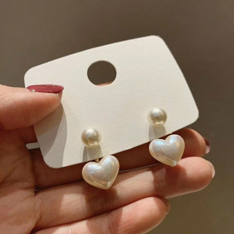 

Korean Creative Sweet Little Heart Pearl Earrings for Women Statement Ear Jewelry Gifts