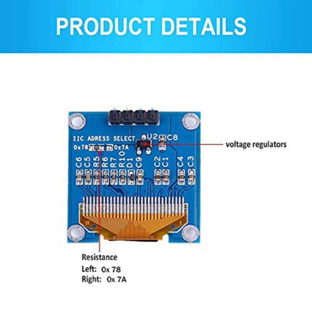 5PCS 0.96 Inch 4-Pin I2C IIC Communication 128X64 OLED Display Module Blue | Компьютеры и офис
