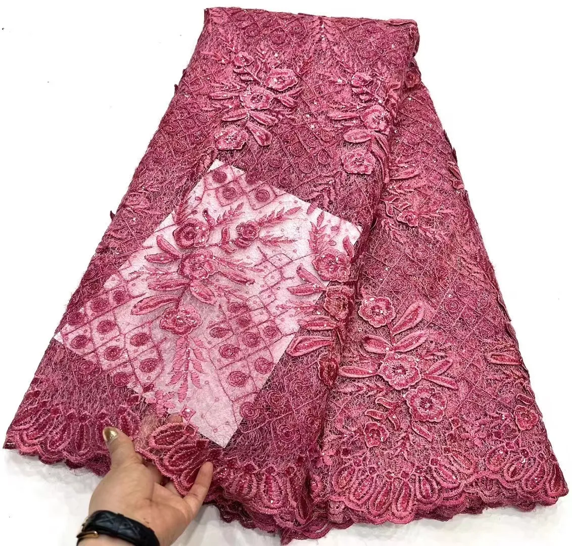 

French Sequins Net Lace Fabric 2023 High Quality African 3D Lace Fabric Nigerian Embroidery Tulle Party Lace Material