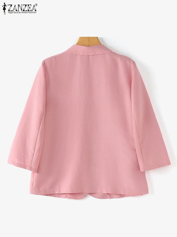 Осень 2024 тонкое пальто ZANZEA с рукавом 3/4 и карманами повседневный Женский Тонкий