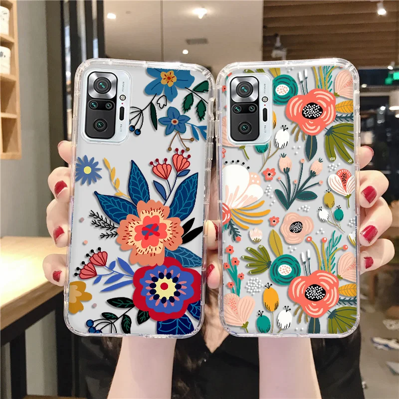 

For Xiaomi Mi 11t Pro Case Flower Florals Phone Case For Xiaomi Poco X3 Pro F3 Redmi Note 11 10 9 8 7 Pro 12 5g 12X Clear Cover