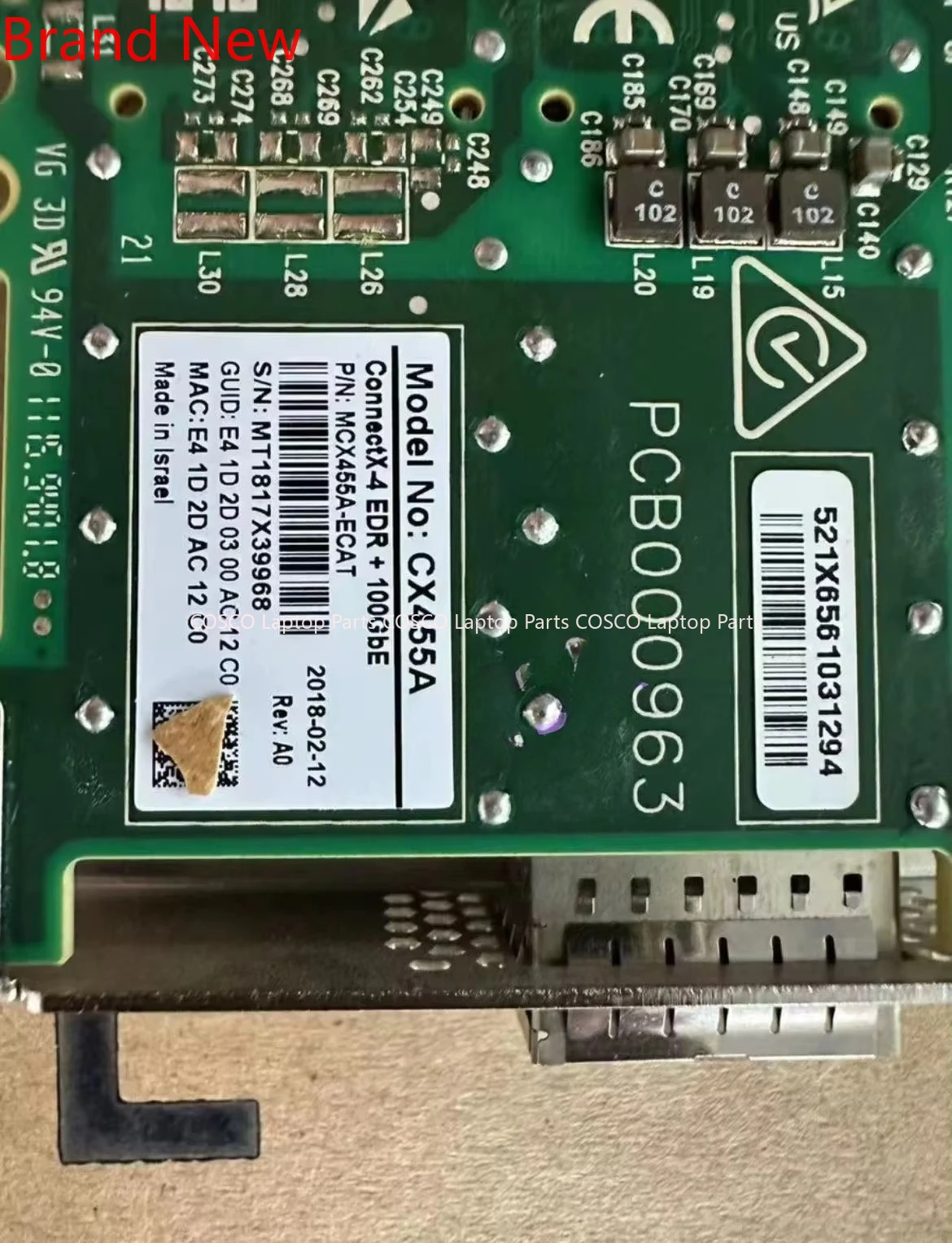 Фото Совершенно новый оригинальный CX455A для Mellanox MCX455A-ECAT ConnectX-4 VPI 100GbE, однопортовая карта адаптера Infini Band, 100% тест в порядке №3
