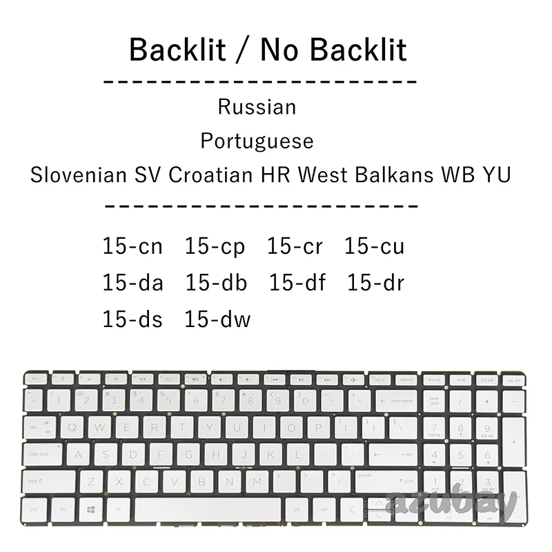 

Backlit/No Laptop Keyboard For HP 15g-dr 15g-dx 15m-cn 15m-cp 15m-dr 15m-ds 15q-ds 15s-du 15t-cr RU PO SL SV QWERTY QWERTZ