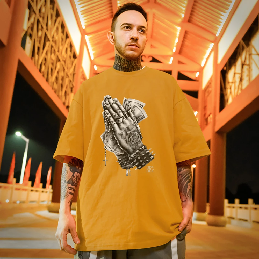 

Пожалуйста, дайте мне немного денег, мужские футболки с заклепками и татуировками в стиле High Street, в стиле хип-хоп, оверсайз, с коротким рукаво...