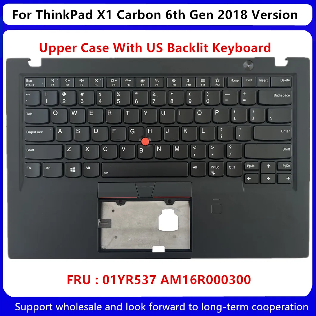 

New For Lenovo ThinkPad X1 Carbon 6th Gen 2018 Upper Case Palmrest Cover Backlit keyboard AM16R000300 01YR573 01YR537