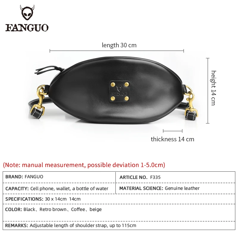 Crazy Horse Leather Men's Chest Bag Handmade Genuine Leather Crossbody Shoulder Bag Sport Travel Messenger Pack For Male