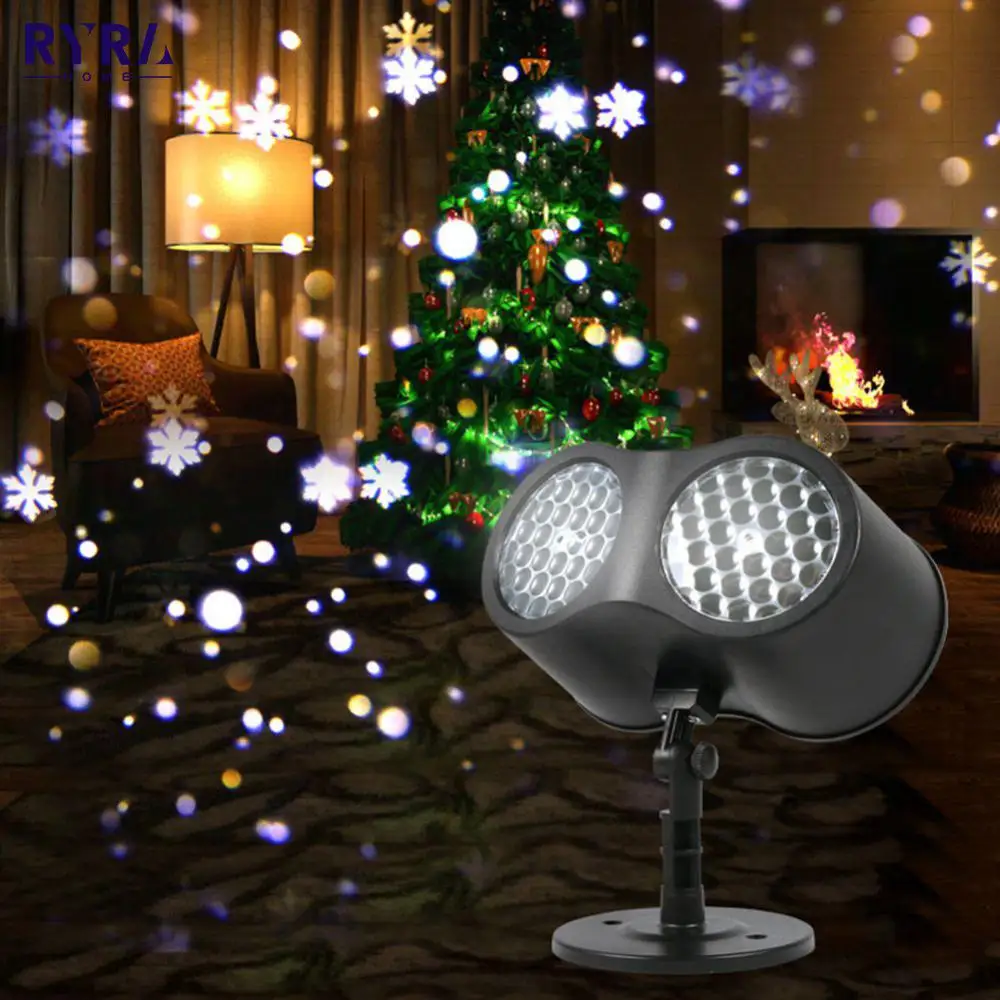 

Christmas Snowflake Projector Lamp LED Indoor Atmosphere Night Light White Snowstorm Stage Lights For Festival Party Decor New