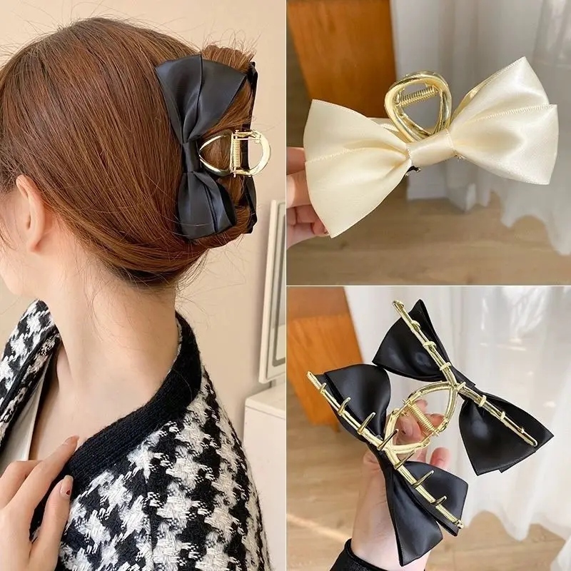 

Korean metal Shark clip Fashion bow hair clip Korean rhinestone alloy hair clip East gate back head clip