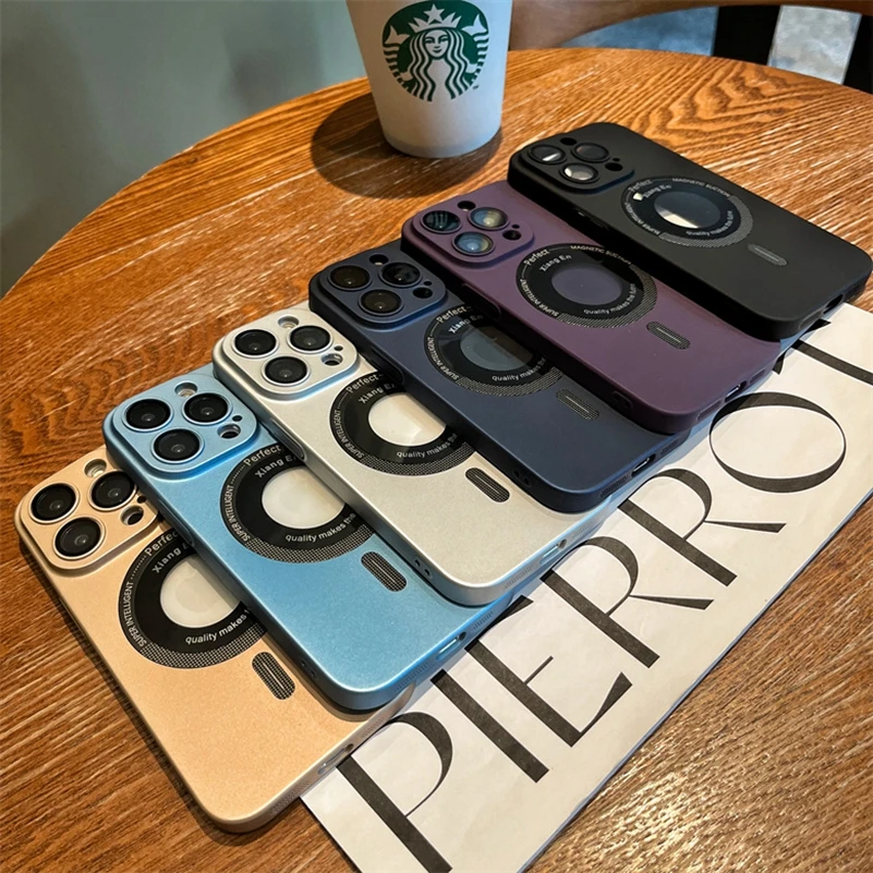 

Fashion Logo Frosted Protective Cover for IPhone 11 12 13 Pro Max 14 Plus Case Wireless Charging Adsorption Function Phone Case