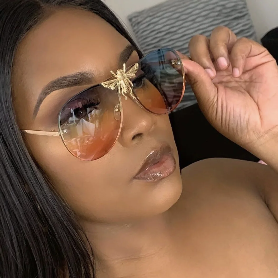 Женские солнцезащитные очки в стиле ретро модные большой оправе с изображением