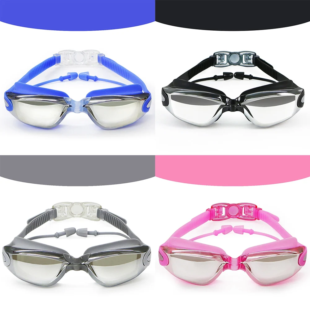 

1pc Swimming Glasses For Men Women Adult Kids Diving Glasses Anti Fog With Earbud Large Frame Goggles Anti-fog Electroplating